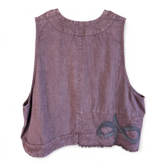 Vintage Blue Fish Womens Hemp Vest 2000 Collection Poet Vest Loam - Picture 11 of 11